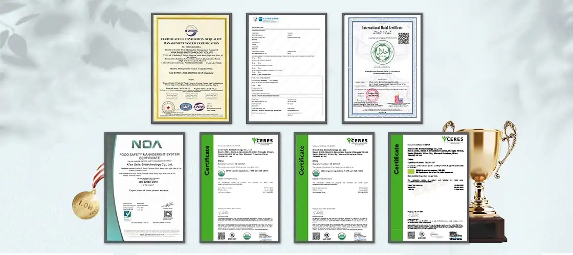 Certifications of dihydromyricetin powder