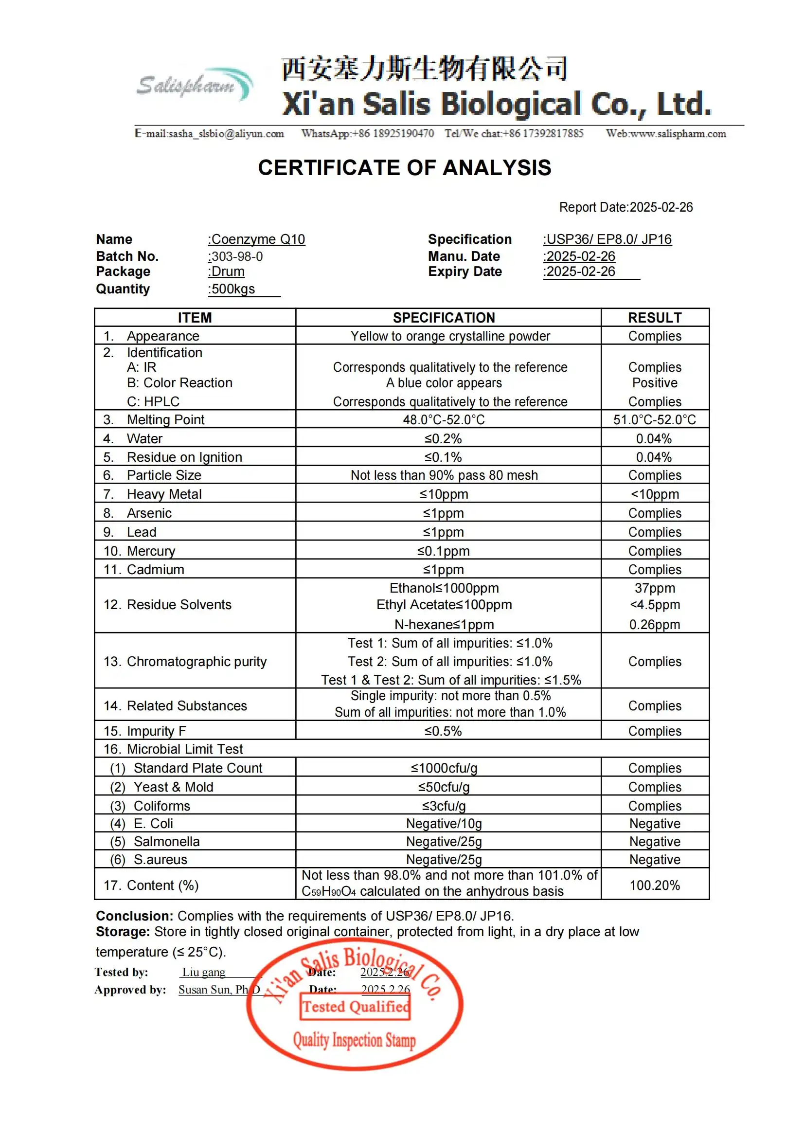 COA--COQ10 /Coenzyme Q10  Powder